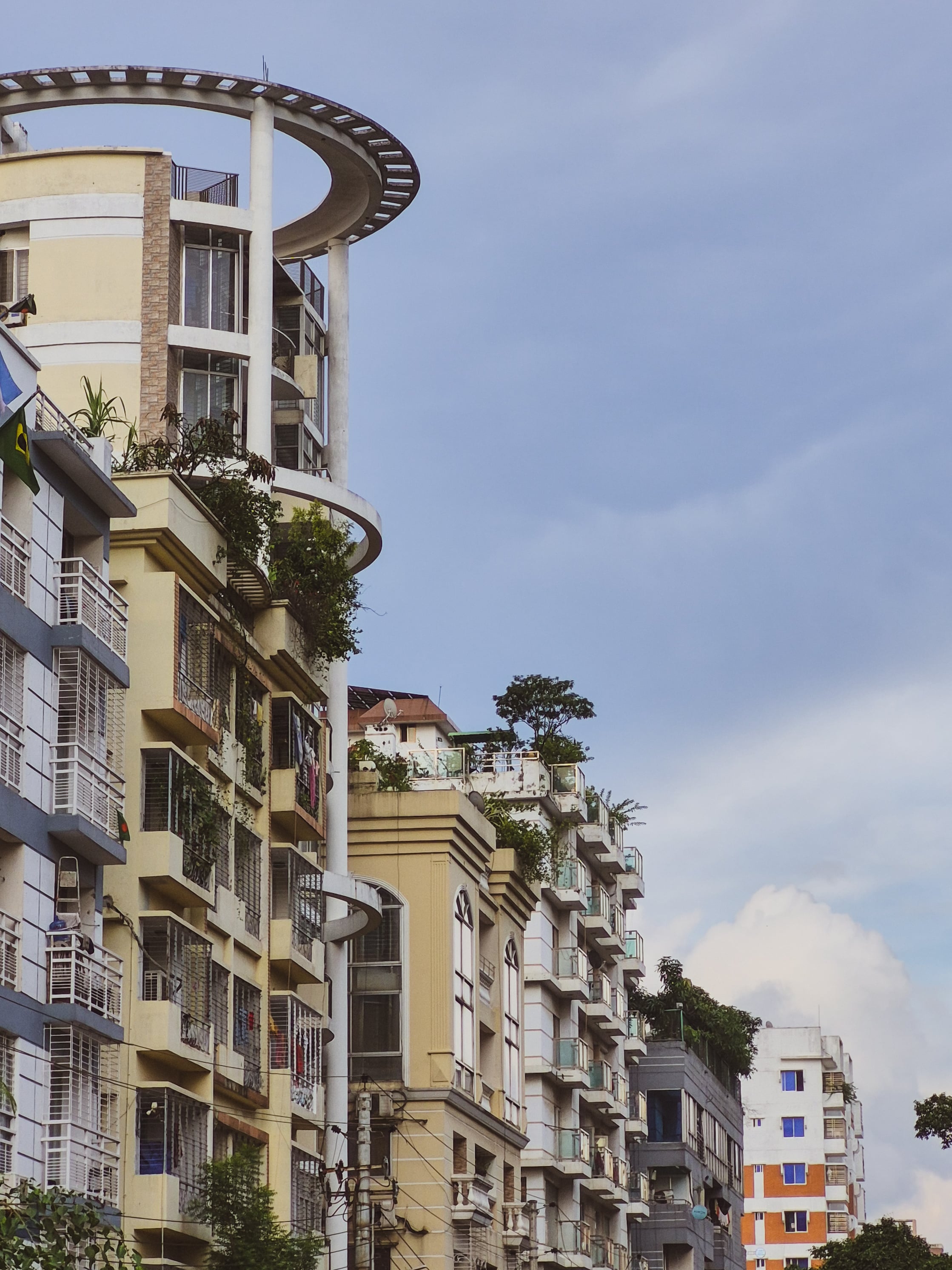 Modern Urban Residential Buildings with Plants